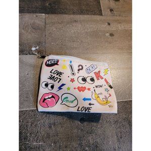 Love Youth white wallet coin purse banana eyes lipstick thunder bolt